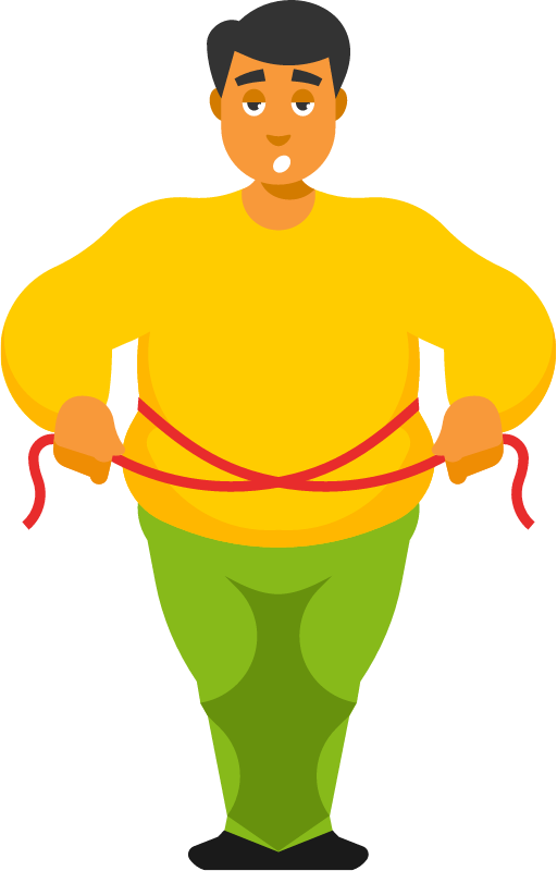 Fat Man Measuring Waistline with Tape