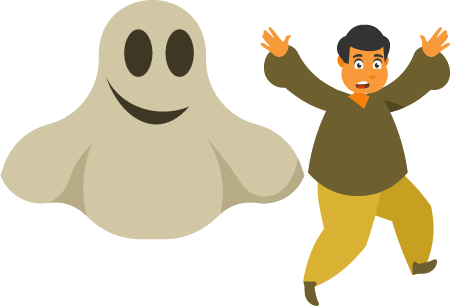 Fear of Ghosts Depicted with Running Man