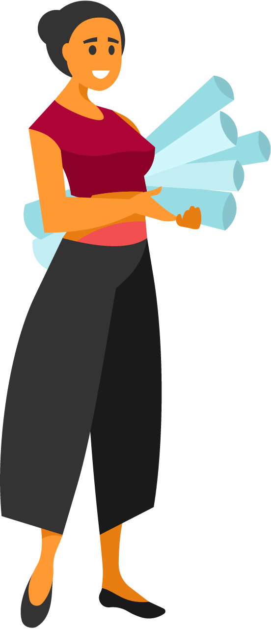 Female Architect with Blueprints