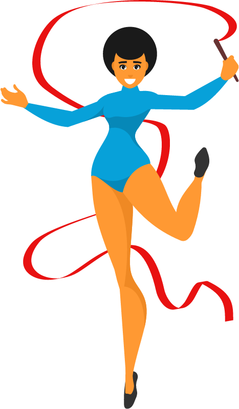 Female Gymnast Performing Artistic Ribbon Routine
