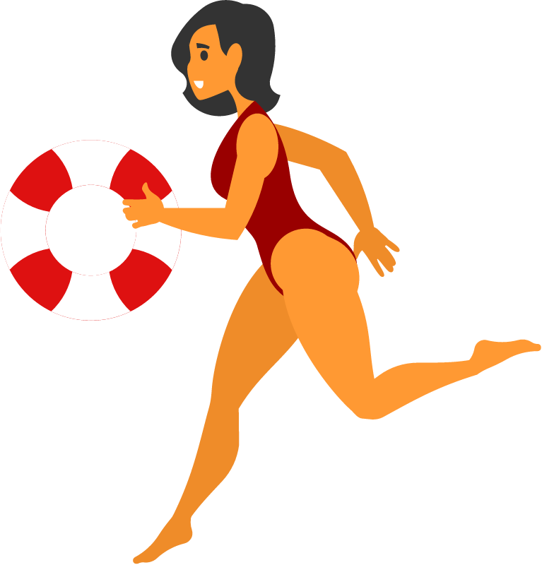 Female Lifeguard Ready for Rescue