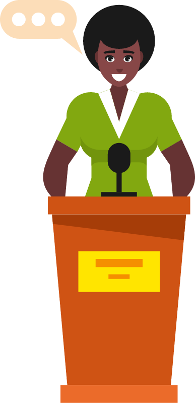 Female Politician Speaking from Podium