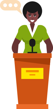 Female Politician Speaking from Podium