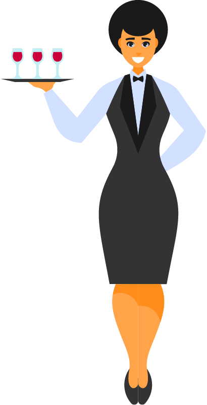 Female Waiter Serving Beverage