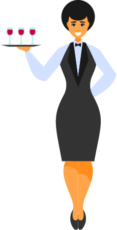 Female Waiter Serving Beverage