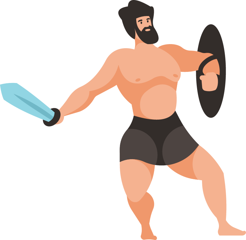 Fighting Gladiator in Battle Armor