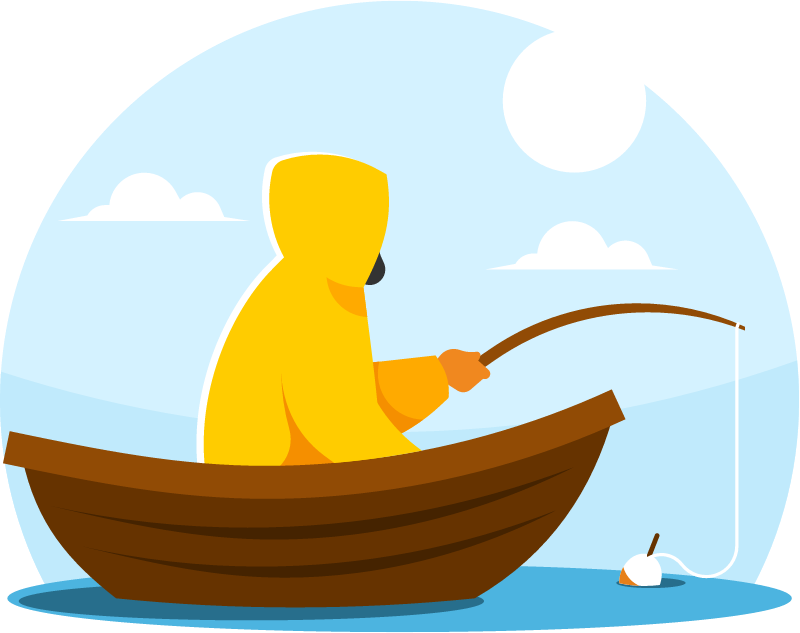 Fisherman Catching Fish in the River
