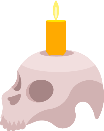 Flickering Candle in Skull Decor