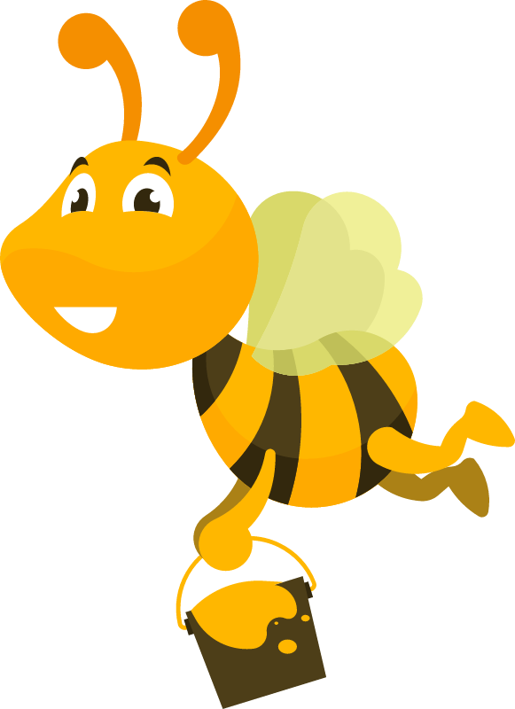 Flying Bee Holding Honey Bucket
