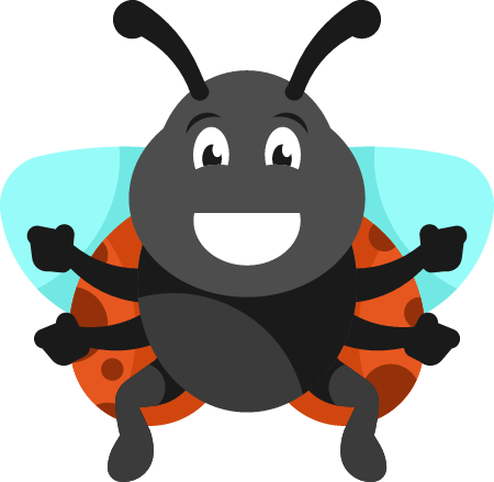 Flying Ladybug in Cute Cartoon Style