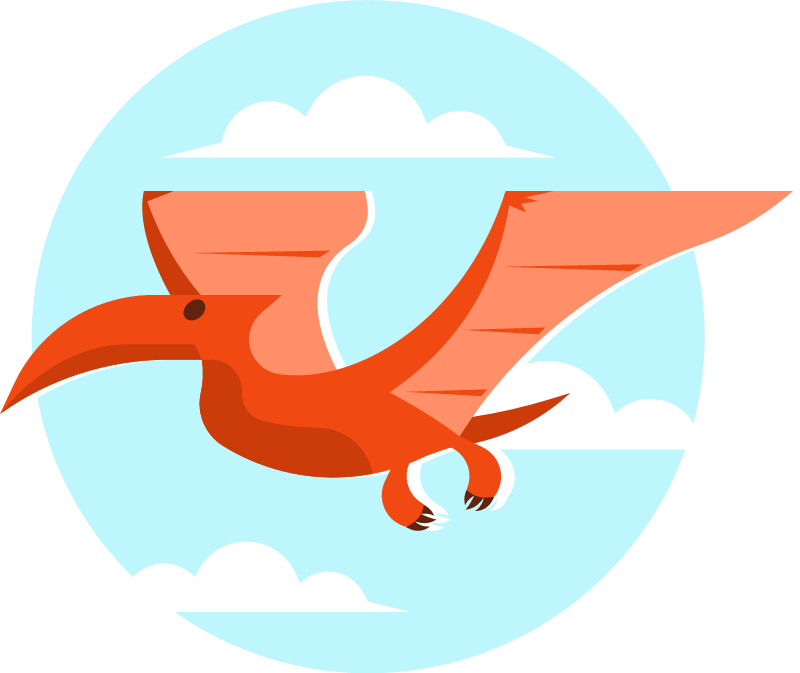 Flying Pterodactyl in Playful Cartoon Style