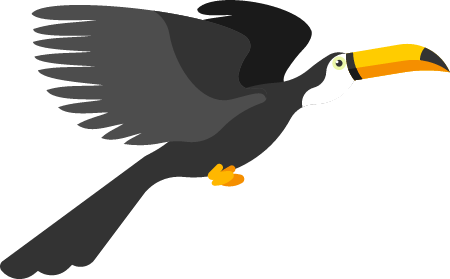 Flying Toucan Soaring Gracefully