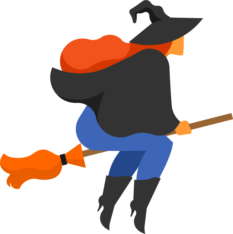 Flying Witch on Broomstick