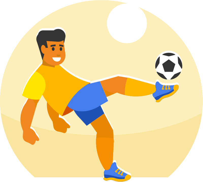Focused Soccer Player Striking Ball
