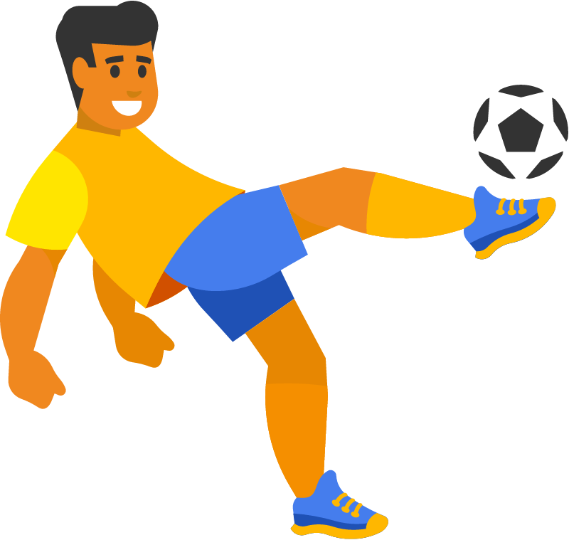 Focused Soccer Player Striking Ball