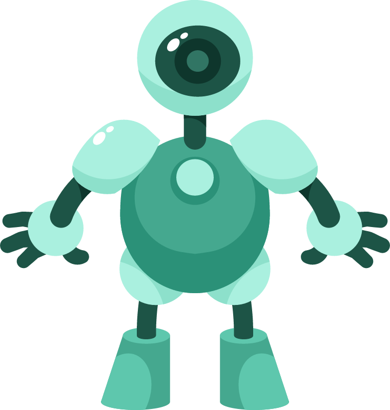 Friendly Green Robot Greeting Playfully