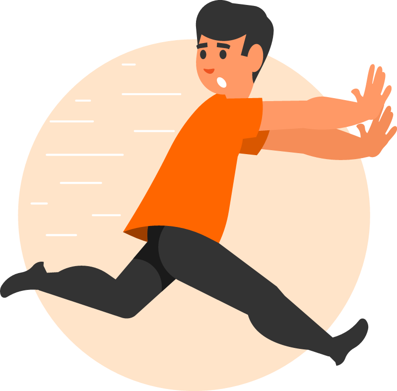 Frightened Man Running in Fear