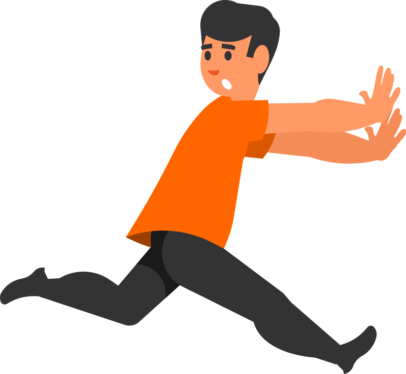 Frightened Man Running in Fear