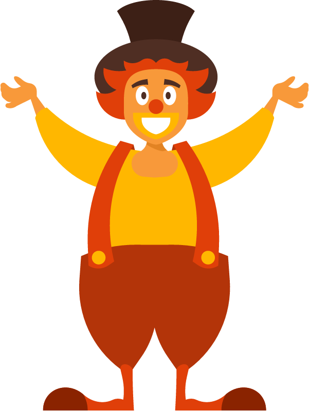 Funny Clown Entertaining in Circus Performance