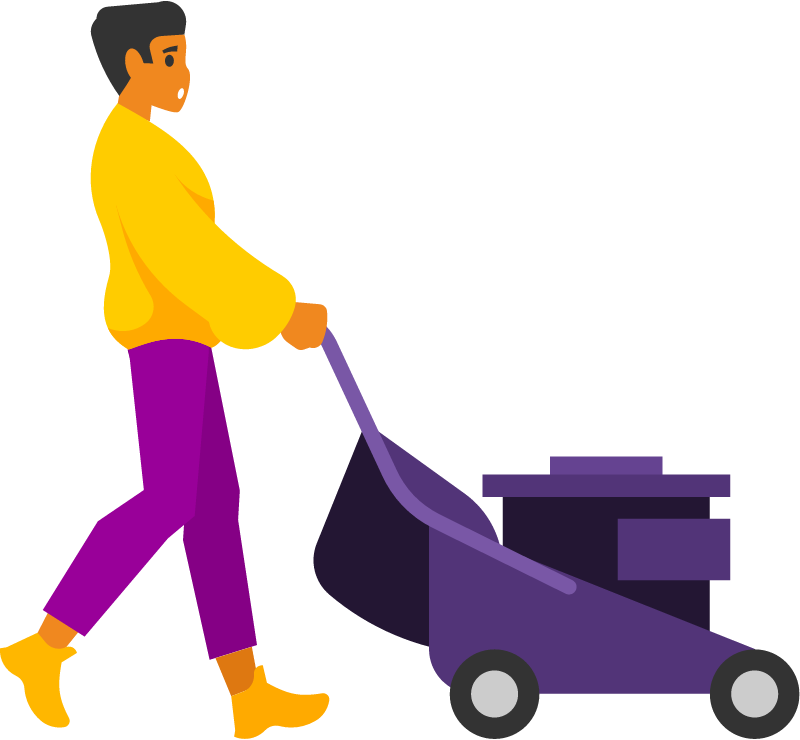 Man with a lawn mower
