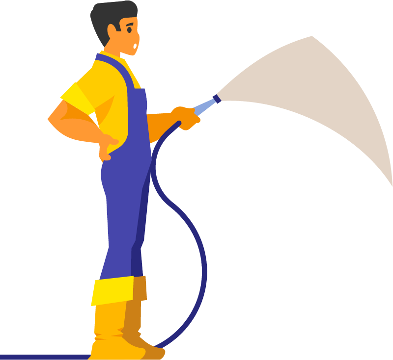 Gardener Using Hose for Irrigation