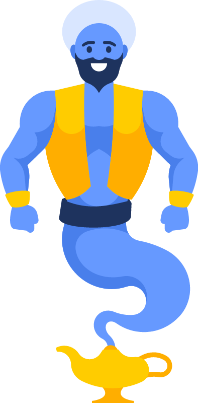 Genie Emerging from Lamp in Mythical Style