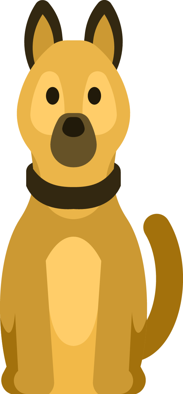 German Shepherd Dog Depicted in Playful Cartoon Style
