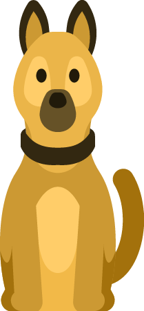 German Shepherd Dog Depicted in Playful Cartoon Style