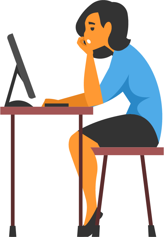 Girl at Computer Completing Tasks
