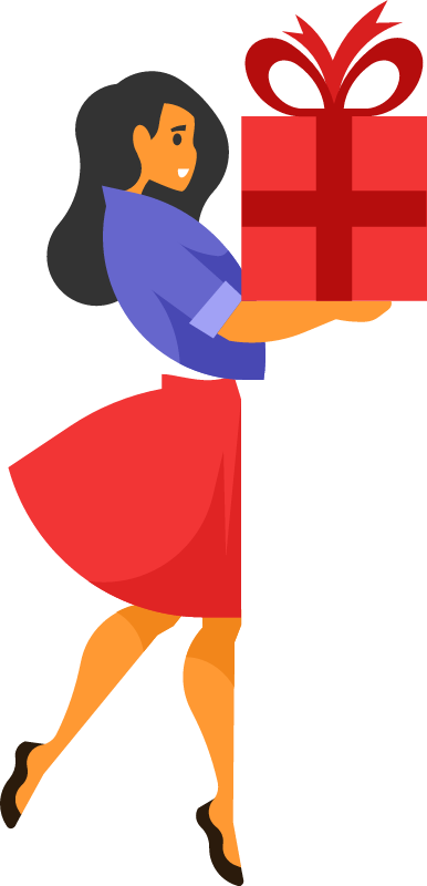 Girl Carrying a Big Gift Box