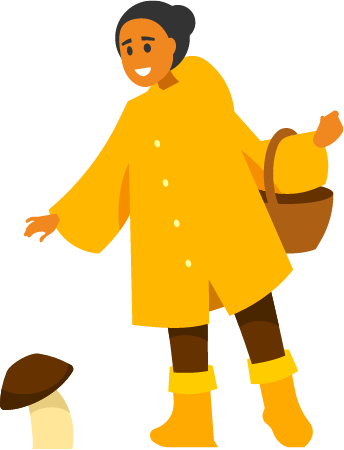Girl Collecting Mushrooms 