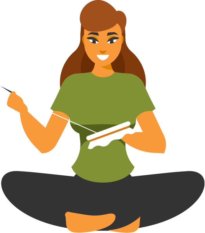 Girl Embroidering Art on Canvas