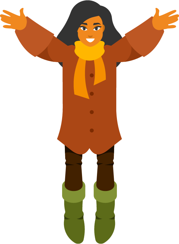 Girl Enjoying Autumn Season Joyfully