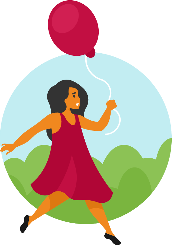 Girl Holding a Balloon Joyfully