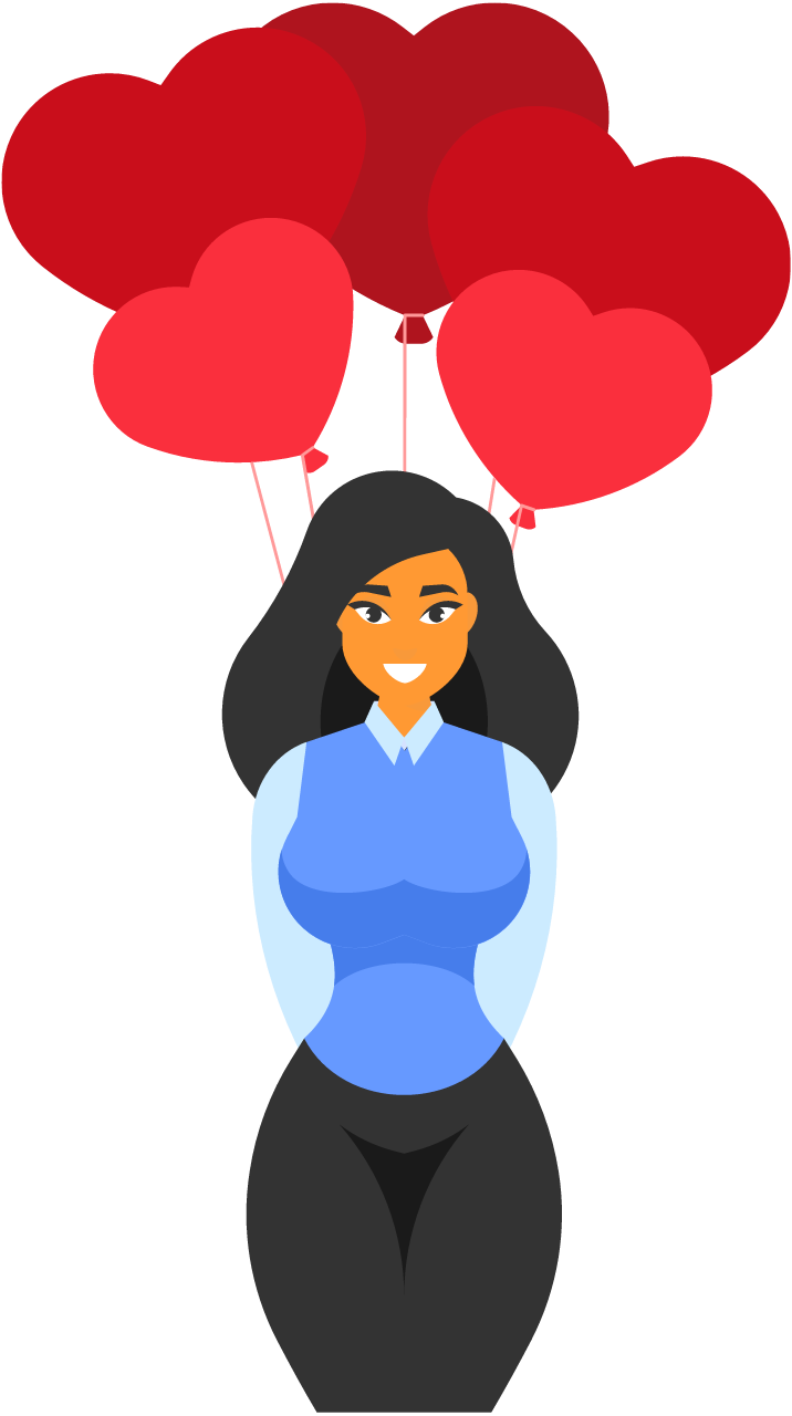 Girl Holding Heart Balloons for Celebration
