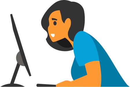 Girl Looking at Computer Screen While Working