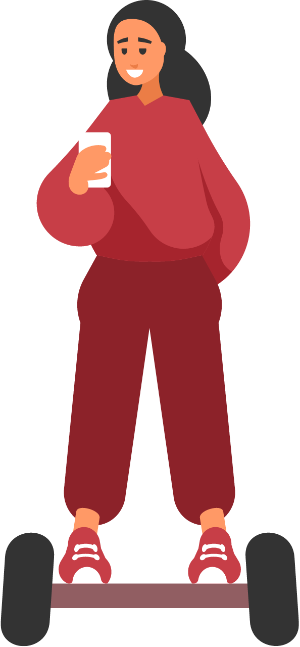 Girl on Hoverboard Checking Smartphone