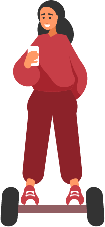 Girl on Hoverboard Checking Smartphone
