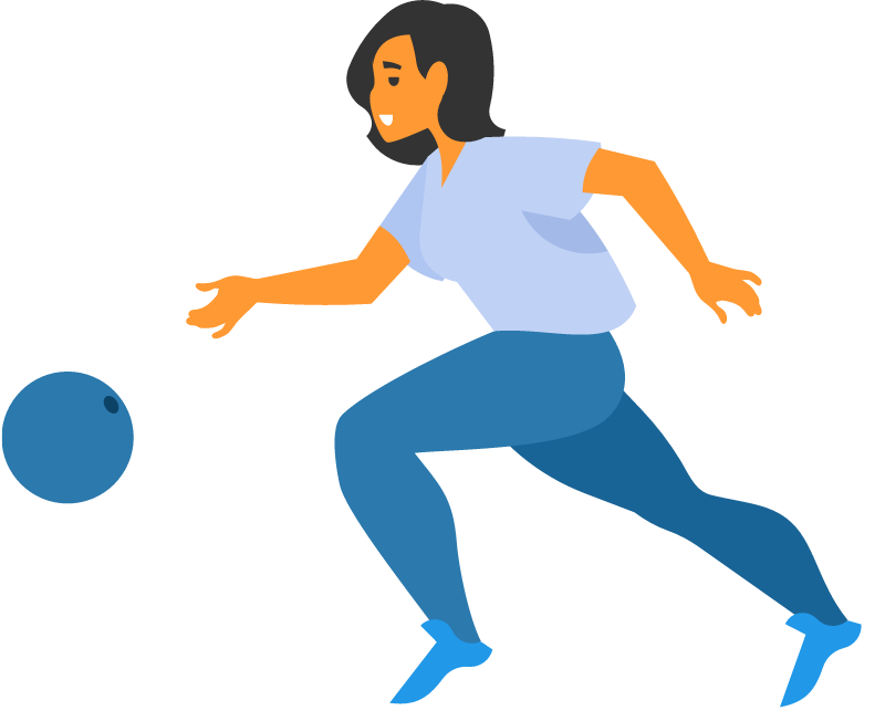 Girl Playing Bowling Enthusiastically