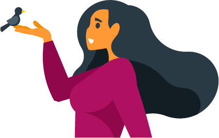 Girl Playing with Bird in Hand