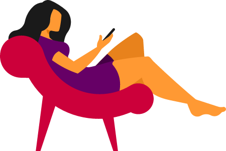 Girl Relaxing in Armchair While Using Smartphone