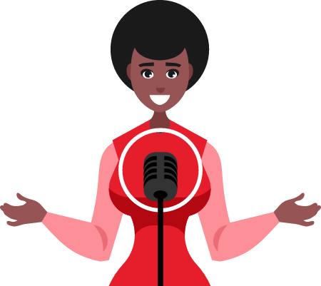 Girl singing in front of a microphone