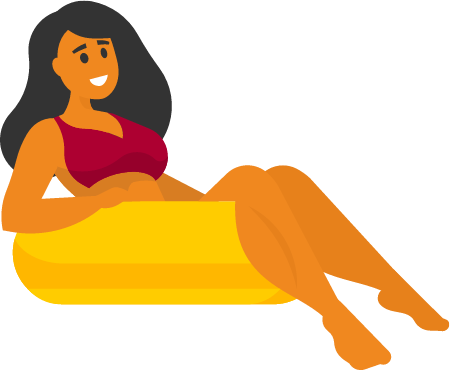 Girl Sitting in Inflatable Rubber Ring on Water