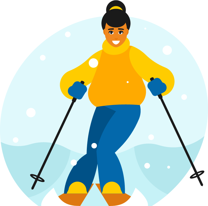 Girl Skiing Down the Snowy Slope