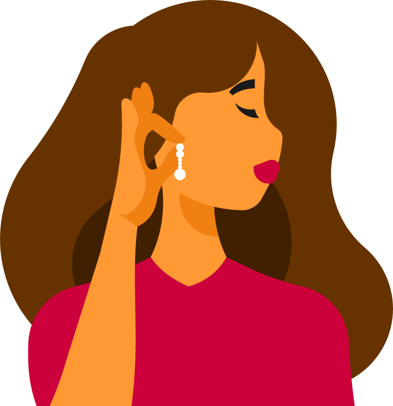 Girl Trying on a New Earring for Style