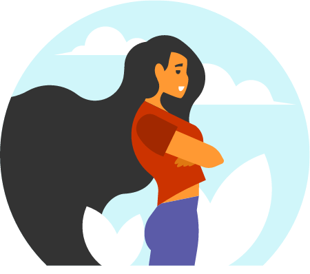 Girl with Flowing Long Black Hair