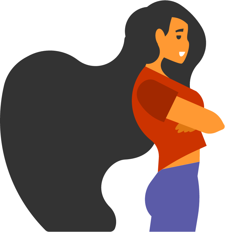 Girl with Flowing Long Black Hair