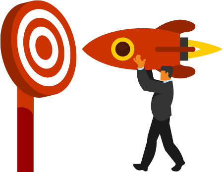 Goal Achievement Depicted with Rocket Success