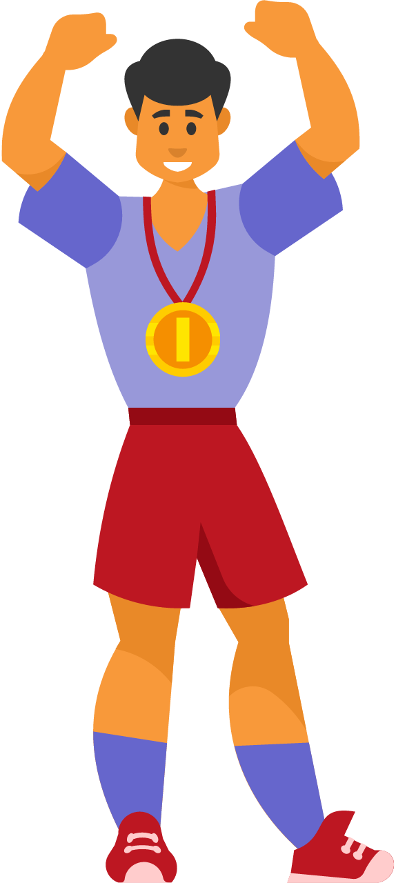 Gold Medalist Celebrating Victory