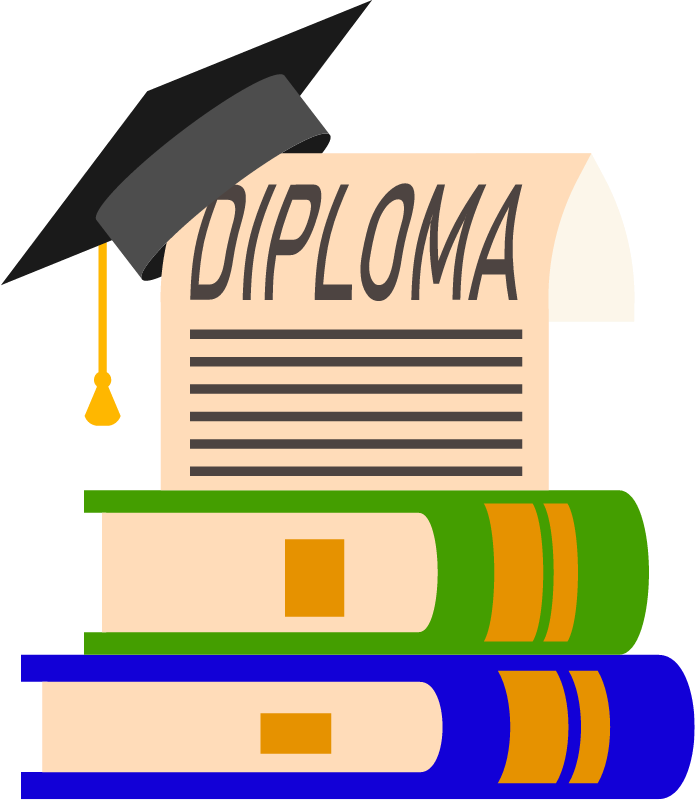 Graduation Symbol with Books and Certificate